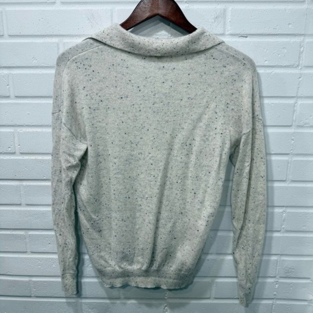 GARNET HILL Essential Cashmere Polo Sweater Cream‎ Speckled XS Oversized Donegal - Picture 6 of 14